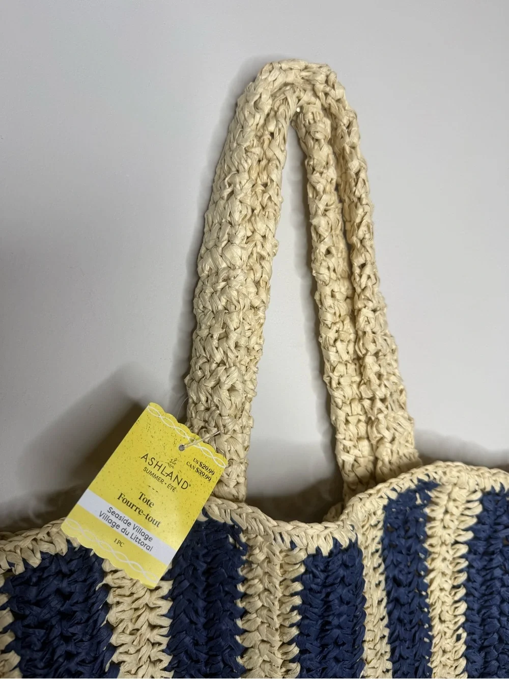 Ashland Navy and Cream Striped Crochet Shoulder Bag